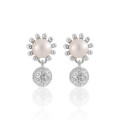 A42377 vintage unique elegant ball pendant pearl s925 sterling silver stud earrings