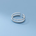 A34429 s925 sterling silver fashion doublelayer ring