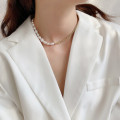 A32876 925 sterling silver pearl pendant rope necklace