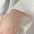 A44507 s925 silver trendy sweet unique hollowed butterfly oval charm bracelet