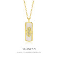 A37557 sterling silver white unique cubic zirconia necklace