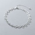 A34954 s925 sterling silver oval chain charm bracelet