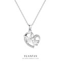 A43043 s925 sterling silver fashion heart cubic zirconia hollowed necklace