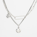 A32999 s925 sterling silver vintage trendy pendant smilingface print simple necklace