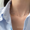A43138 s925 sterling silver black geometric circle fashion necklace