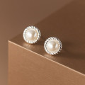 A43503 s925 sterling silver twist stud vintage elegant earrings