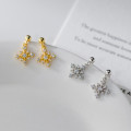 A42969 s925 silver christmas trendy rhinestone snowflake stud earrings
