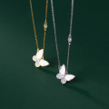 A38405 s925 sterling silver design rhinestone shell butterfly dainty necklace