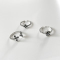 A32467 s925 sterling silver simple vintage twist cross adjustable ring