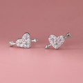 A40795 s925 sterling silver stud rhinestone heart sweet earrings