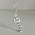 A43706 sterling silver key simple elegant necklace