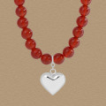 A44295 heart agate sterling silver s925 heartshape necklace