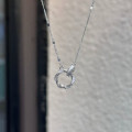 A44920 s925 silver sweet rhinestone circle necklace