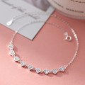 A43442 s925 sterling silver trendy sweet rhinestone heart anklet simple