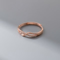 A42225 s925 sterling silver vintage rhinestone weave design ring