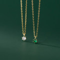 A38758 s925 sterling silver simple goldplated gold rhinestone elegant necklace