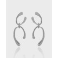 A36046 design minimalist chic doublelayerU qualitys925 sterling silver earrings