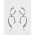 A36046 design minimalist chic doublelayerU qualitys925 sterling silver earrings
