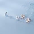 A31769 s925 sterling silver sweet snowflake cute sparkling earrings