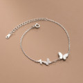 A38215 s925 sterling silver sparkling rhinestone butterfly shell charm grade elegant bracelet