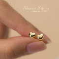 A43478 s925 silver trendy heart cute stud elegant simple heartshape earrings