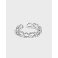 A31846 chic hollowed heart quality s925 sterling silver adjustable ring