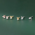 A43497 s925 silver stud simple rhinestone rabbit trendy earrings