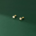 A33920 s925 sterling silver simple rhinestone star piercing earrings