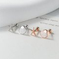 A37905 s925 sterling silver starfish shell stud design elegant earrings