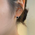 A46040 sterling silver black agate simple elegant stud earrings