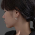 A36828 s925 sterling silver simple bar twist rope heart earrings