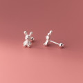 A37311 s925 sterling silver bar rabbit stud design dainty earrings