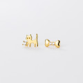 A36395 s925 sterling silver simple rhinestone asymmetric earrings
