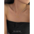 A42998 s925 silver design gold metal geometric pendant necklace