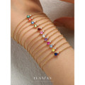 A43879 s925 sterling silver colorful cubic zirconia charm fashion bracelet