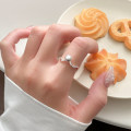 A45680 s925 sterling silver trendy sweet bead weave adjustable ring