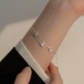 A36102 s925 sterling silver trendy doublelayer stars charm bracelet
