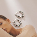 A35990 s925 sterling silver chic simple silver vintageM earrings