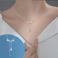 A34559 s925 sterling silver blue teardrop pendant butterfly necklace