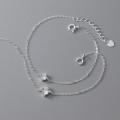 A43931 s925 silver trendy sweet dainty simple rhinestone charm bracelet