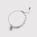 A36089 s925 sterling silver vintage chic thick chain heart charm bracelet