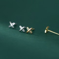 A44140 s925 silver cute simple stud unique rhinestone elegant earrings