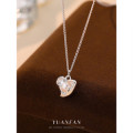 A43670 s925 sterling silver heart fresh water pearl fashion necklace