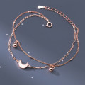 A42826 s925 silver sweet cute moon double layer charm design bracelet