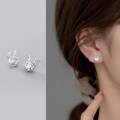 A35704 s925 sterling silver rhinestone cute small sweet earrings