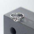 A34341 s925 sterling silver cute chic silver initial ring