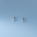 A33658 s925 sterling silver simple trendy purple rhinestone cute cute earrings