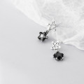 A35942 s925 sterling silver chic simple silver vintage stars black rhinestone earrings