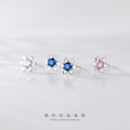 A44817 s925 silver trendy christmas rhinestone snowflake stud simple sweet earrings