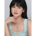 A43632 s925 sterling silver cubic zirconia square pendant dainty necklace